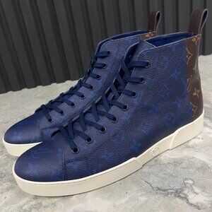 Louis Vuitton Match Up Sneakers Taigagrama Blue Leather 8.5 LV 9.5 US 42.5 EUR